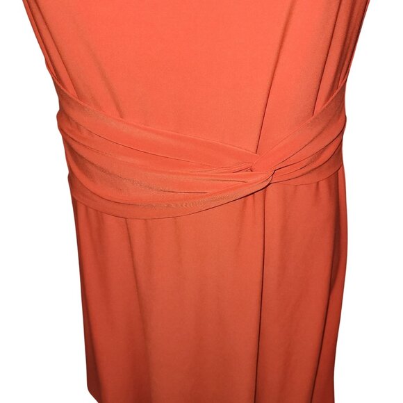 orange Sleeveless Scoop Neck Midi Dress With Waist Twist Detail & Back Zipper - Picture 2 of 10